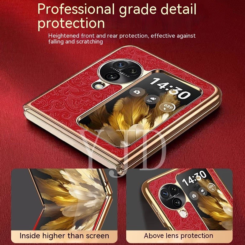 Ốp YJD Cho OPPO Find N3 Flip Phiên Bản Giới Hạn Phong Cách Rồng Da Chống Sốc Ốp Lưng Điện Thoại