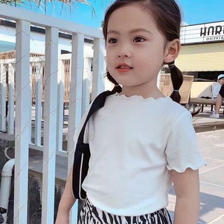 80-130cm Phong Cách Mùa Hè Thời Trang Bé Gái Dễ Thương Bé Gái Tay Ngắn Top Mùa Hè Áo Thun Trẻ Em Trẻ Em Cổ Tròn Nửa Tay Áo Sơ