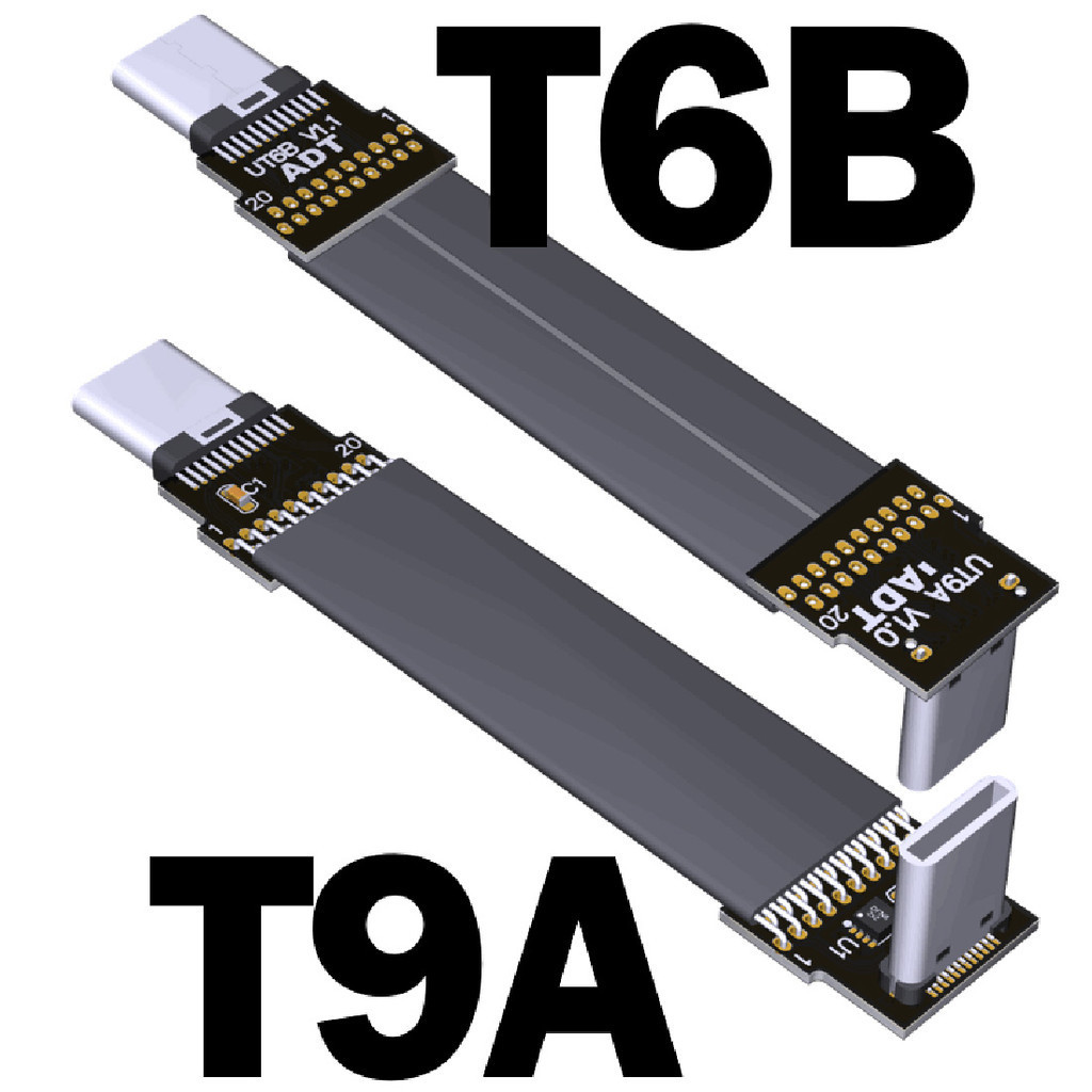 Jmt USB3.2 GEN2x2 Type C Sang Type C Riser Adapter 20G / bps USB 3.2 FPC Ribbon Cáp phẳng Lên / Xuống Góc Đầu nối USB-C