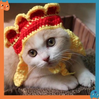 Thú Cưng Handmade Dệt Mũ Mèo Chó Dệt Nón Cospaly Đạo Cụ Mũ Đội Đầu Thú Cưng Vui Biến Đổi Phụ Kiện