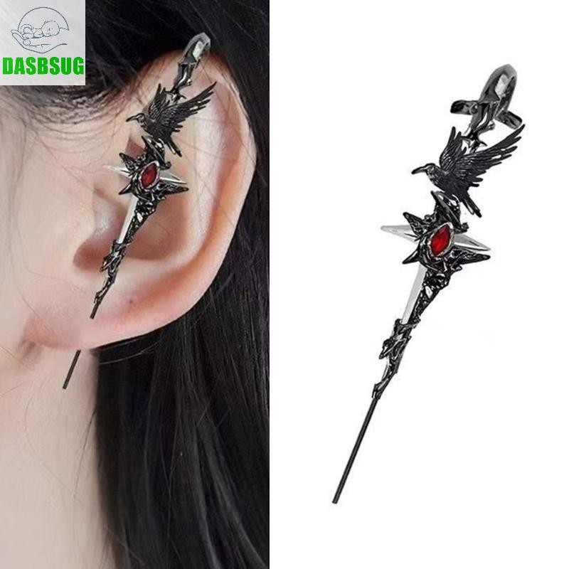 Dasbsug Edgy Crow Trang trí tai dành cho nữ Người hâm mộ thời trang Sử dụng hàng ngày Mặc thường ngày