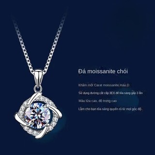 925 Chất Liệu Bạc Hàn Quốc Cỏ Bốn Lá Mosan Kim Cương Vòng Cổ Quà Sinh Nhật Cho Bạn Gái S61