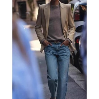 Zara Spring Sản phẩm mới Túi ve áo nữ bằng kim loại Ngực Slim-fit Blazer 8635555