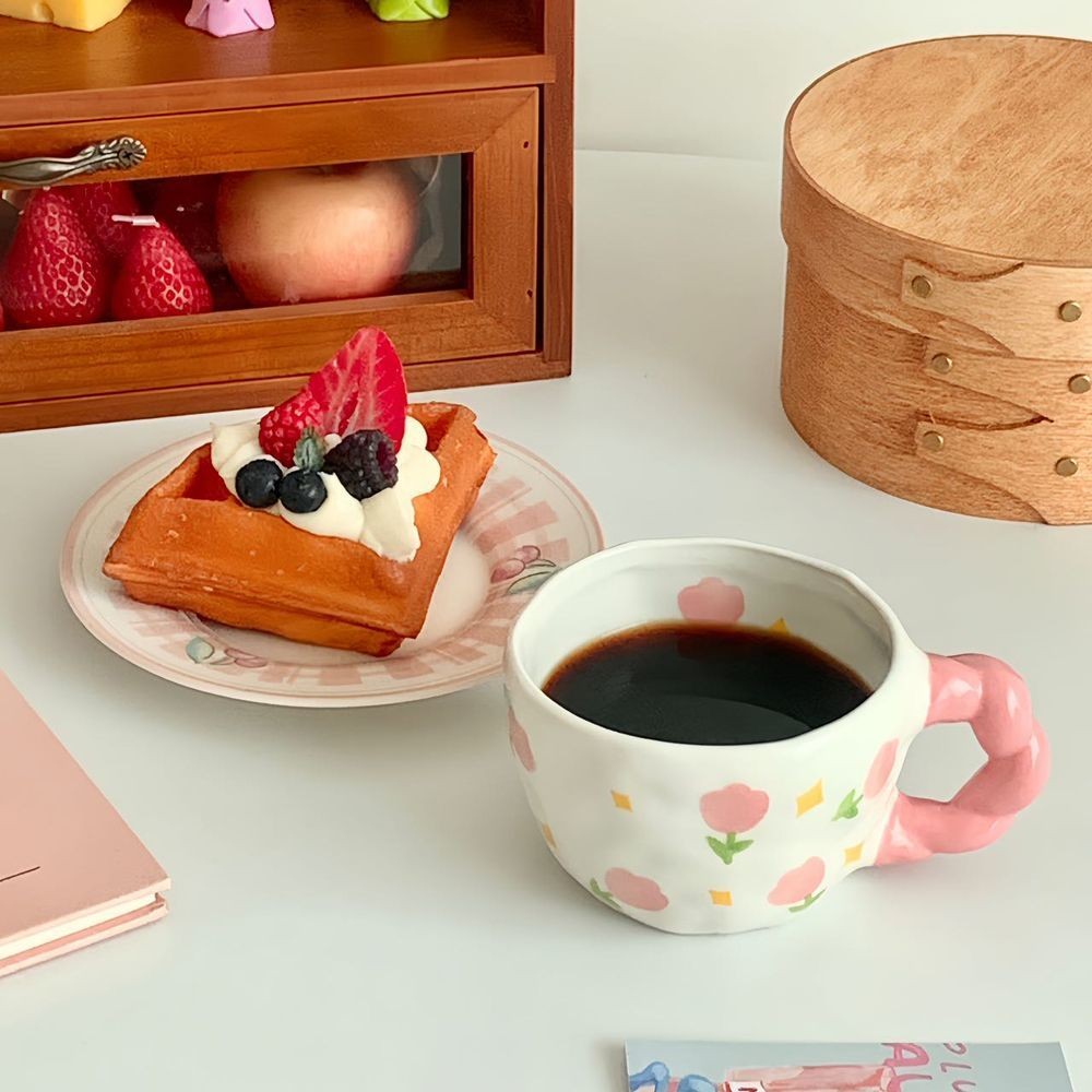 Phong Cách Hàn Quốc ins Phong Cách Vẽ Tay Underglaze Màu Gốm Cốc Nước Dễ Thương Cốc Ăn Sáng Cốc Sữa Cốc Cà Phê