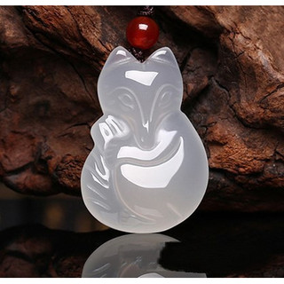 Ngọc Mã Não Trắng Chalcedony Mặt Dây Chuyền Avalokitesvara Lá Phật Cá Vàng Pixiu Bầu Khóa An Toàn Dây Buộc