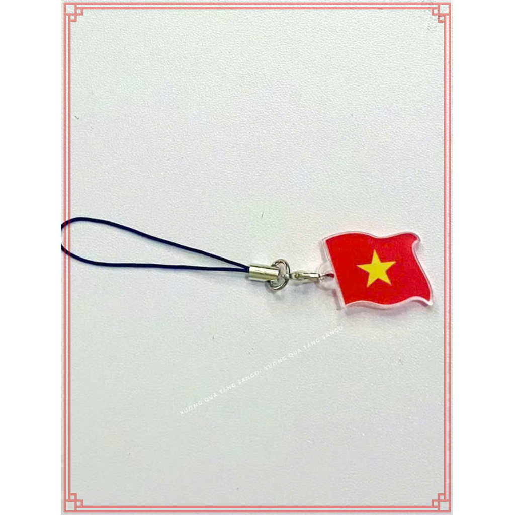 (Siêu Rẻ)Dây treo 2 mặt hình cờ Đảng,cờ Việt Nam, chất liệu mica trong suốt, dùng làm kỷ niệm, treo điện thoại- Sango