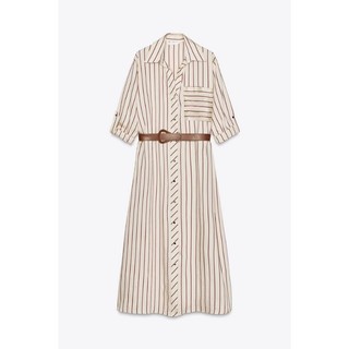 Zara Spring Sản phẩm mới dành cho nữ phong cách Châu Âu Mỹ có túi thắt lưng Váy in sọc5029068