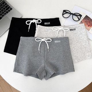 Quần short nữ mùa hè thêu chữ có eo cao thời trang
