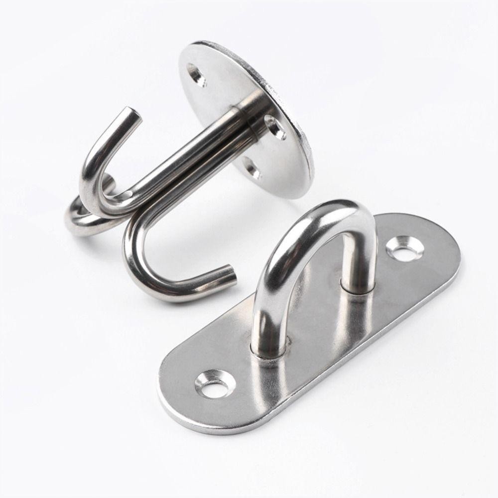 FANIELLAPOWELL 1 Cái Móc Treo Trần, Móc Treo Tường Bằng Thép Không Gỉ Miếng Lót Mắt, Khóa Cửa Hình Chữ U / J Cố Định Cho Đèn Quạt