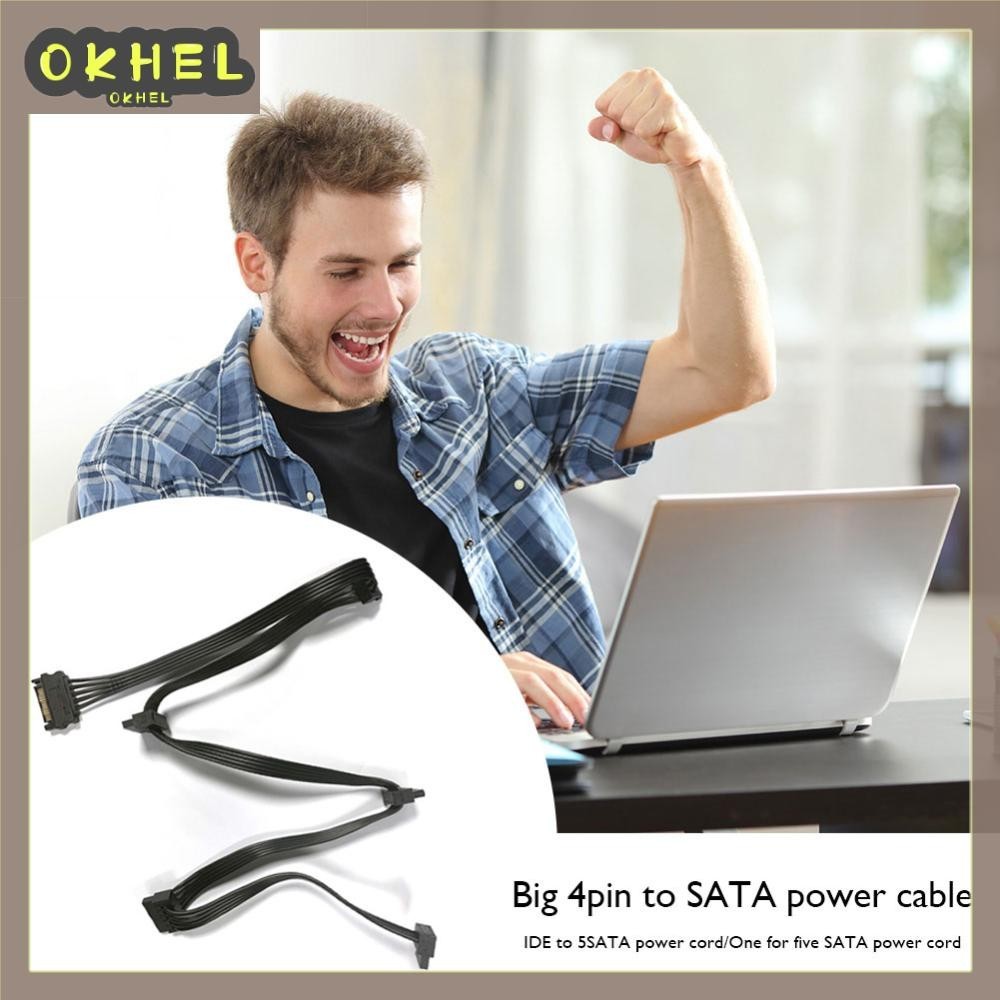 [Okhello.vn] Cáp chia nguồn ổ cứng 4 chân 1 đến 5 SATA 15 chân 78cm ...