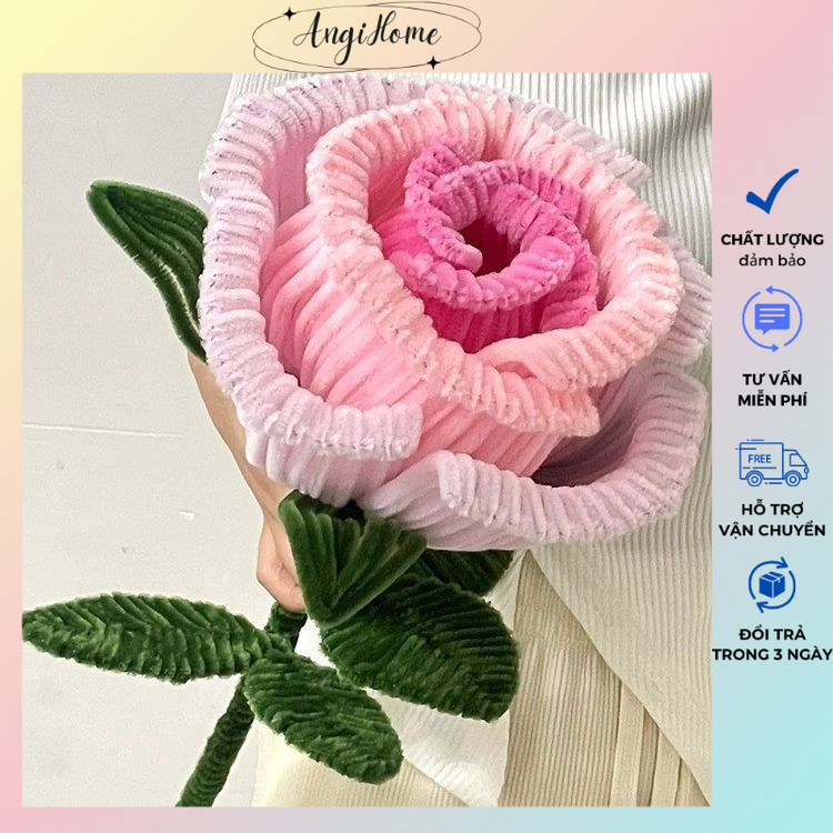 ( Tặng đèn led ) Sét nguyên liệu làm hoa hồng khổng lồ bằng kẽm nhung DIY ANGIHOME