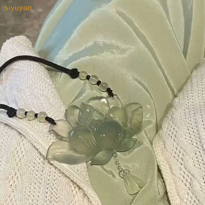 Siyuyan Mới Trung Quốc Phong Cách Cổ Đại Đá Ngọc Sen Mặt Dây Chuyền Vòng Cổ Hanfu Cổ Trang Phục Phụ Kiện Cho Bé Gái VN
