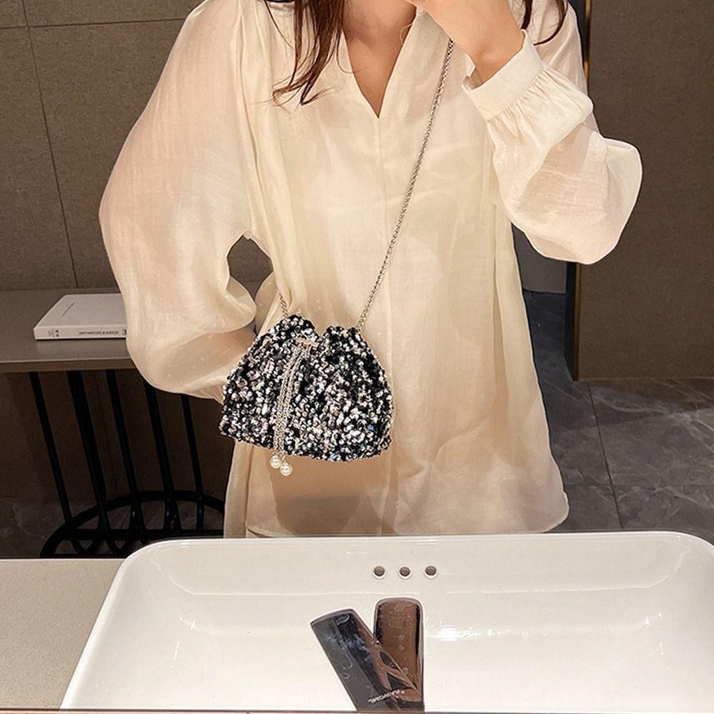 Túi đeo vai sequin chuỗi DUSKGLOW, Túi tiệc dạ hội chuỗi quà tặng, Túi xách sequin