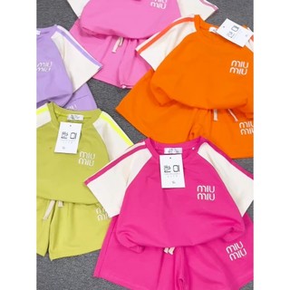 17-30kg Bộ Miu chữ thêu nhiều màu cho bé gái, set bộ mặc nhà đẹp cho bé gái
