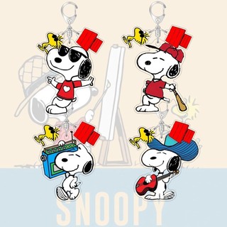 Móc khóa Acrylic Snoopy Hoạt hình Túi dễ thương Trang trí Schoolbag Mặt dây chuyền nhỏ Quà tặng Vòng chìa khóa