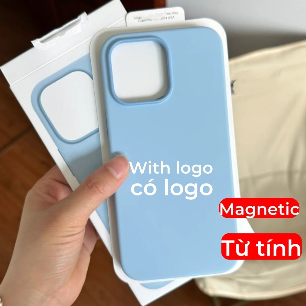 Màu xanh từ tính Silicone lỏng cho iphone 16 / 15 / 14 / 13 / 12 / Pro / Pro Max / plus / mini Vỏ điện thoại chất lượng cao Hoạt hình bật lên