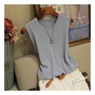 quần áo mùa hè nữ camisole áo lụa sát nách Áo vest mới cho phụ nữ, mặc ngoài, mặc trong, dáng ôm, màu sắc đồng nhất, cổ tròn, không tay, giảm cân, đa năng, kích thước lớn, đáy mỏng.