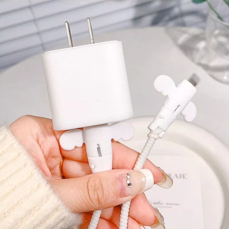 1 Dụng Cụ Quấn Bảo Vệ Dây Cáp Bằng Silicon Mềm Màu Trơn-BA