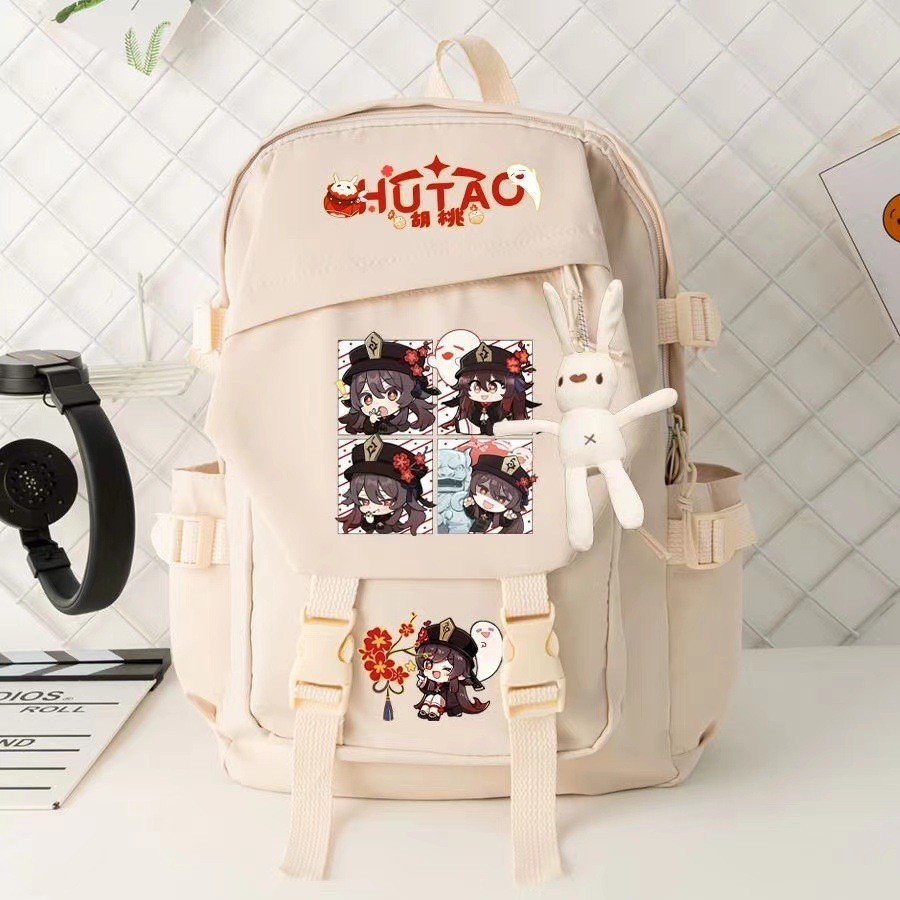 YT2 Genshin Impact Hu Tao Ba Lô Dành Cho Học Sinh Dung Tích Lớn Thoáng Khí Đa Năng Nữ Anime Hoạt Hình Schoolbag T