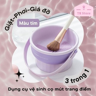 Dụng Cụ Vệ Sinh Cọ Trang Điểm 3in1 Đa Năng - Có Quai Xách Tiện Lợi
