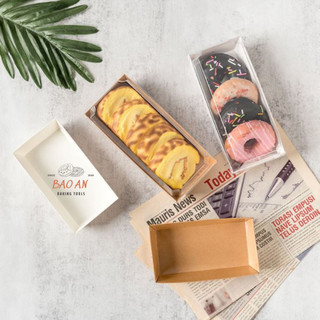 Hộp Giấy Vuông/Chữ Nhật Đựng Bánh Su Kem, Tiramisu, Màu Trắng, Nâu(kraft) Kèm NẮP NHỰA TRONG SUỐT Dùng 1 Lần