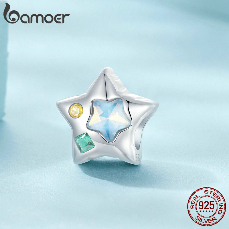 Bamoer 925 Sterling Sliver Charm Balloon Star Mặt dây chuyền Phụ kiện Series cho vòng tay