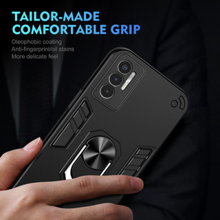 Dành Cho Tecno POVA 3 Ốp điện thoại Có Chân Đế Vòng Metel Giá Đỡ Từ Tính Lưng Cứng Mềm TPU Cạnh Chống Sốc Chống Rơi Mỏng Bao