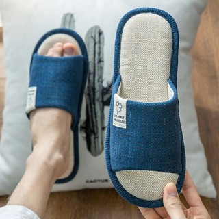 DÉP VẢI LANH đi trong nhà đế cao su dẻo SUNND