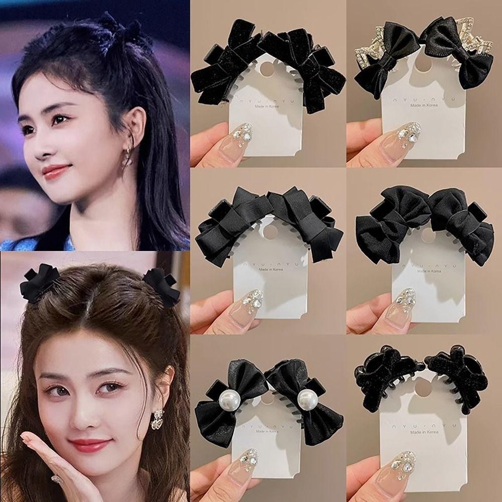 EBINLANDS 1 Cặp Kẹp Tóc Nơ, Thắt Nơ Công Chúa Đầu Kẹp Tóc Bên Cạnh, Ngọc Trai Vintage Vương Miện Ong Mặt Nhỏ Nổ Tóc Nữ Cô Gái