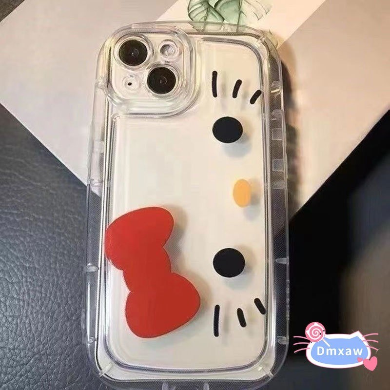 Ốp Điện Thoại Mèo Kitty Dễ Thương Cho iPhone 15 14 13 11 12 Pro Max X XR Xs Max 8 7 6 6s Plus SE 2020 Ốp Mềm Đệm Khí Trong Suốt Mèo Kitty Chống Rơi Cô Gái Y2K Vỏ Chống Sốc