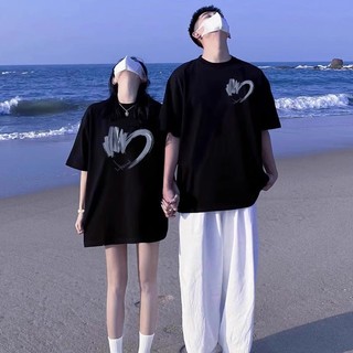 Hiixiivi Thương Hiệu Mới 100% Cotton Unisex Áo Thun Nữ Tay Ngắn Nam Nữ Baggy Cổ Tròn Rời In Cặp Đôi Tee 2024