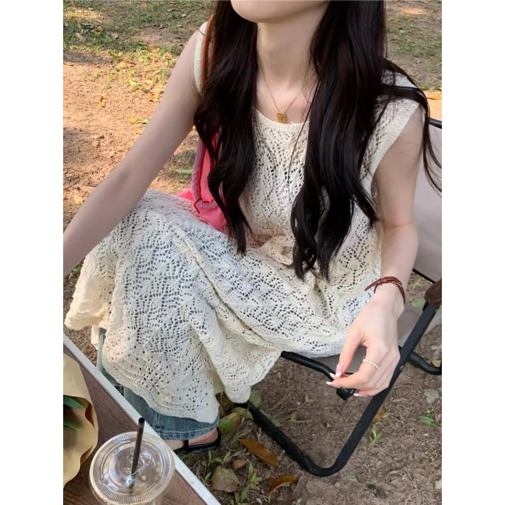 Suxi Mới Phong Cách Hàn Quốc Thời Trang Mỏng Rời Giữa Chiều Dài Nữ Dệt Kim Suspender Đầm 240325