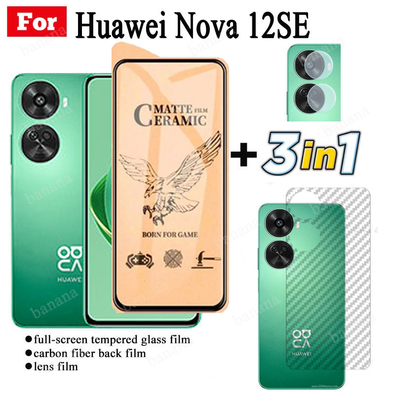 Kính cường lực gốm 3 TRONG 1 Huwei Nova 12SE cho Nova 12i Nova 10SE Nova 9se Ống kính máy ảnh Kính bảo vệ màn hình và phim mặt sau
