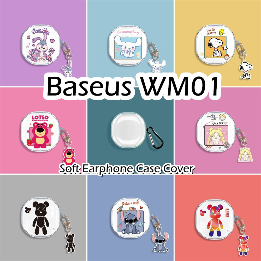 [Ngôi sao tương lai] Dành cho vỏ Baseus WM01 Vỏ tai nghe silicon mềm hình gấu dâu hoạt hình dễ thương