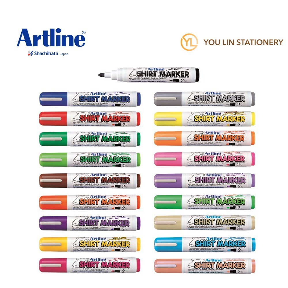 Artline Vải Áo Thun 2MM Đầu Tròn Bút Đánh Dấu DIY Quần Áo Quần Màu Graffiti Bút Chống Thấm Nước Và Không Phai Màu EKT-2