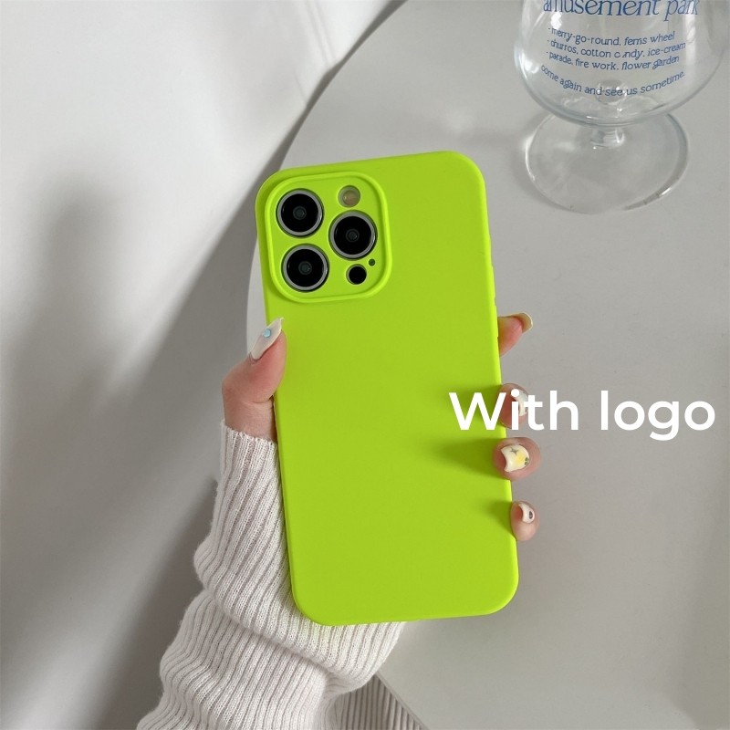 Vỏ silicon màu xanh tươi sáng cho iPhone 17 / 16 / 15 / 14 / 13 / 12 / 11 / Pro max / Plus Bảo vệ vỏ chống rơi