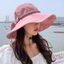 Mũ xô BAMBOOB, Vành rộng Mũ chống nắng chống tia cực tím, Nơ Polyester thời trang Mũ đi biển thoáng khí ngoài trời