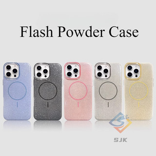 Ốp điện thoại từ tính chống sốc lấp lánh tương thích cho iPhone 16 Pro Max 15 14 13 12 Pro Max 14 / 15 / 16Plus 11 ProMax Ốp cứng bảo vệ cao cấp