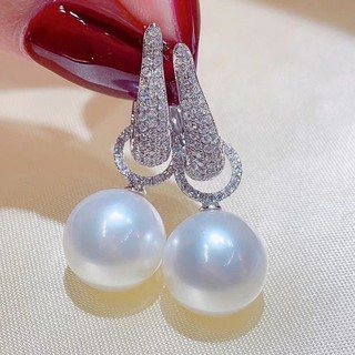 S925 Bạc Ngọc Trai Zircon Bông Tai Trang Sức Thời Trang Đơn Giản Quà Tặng Nữ