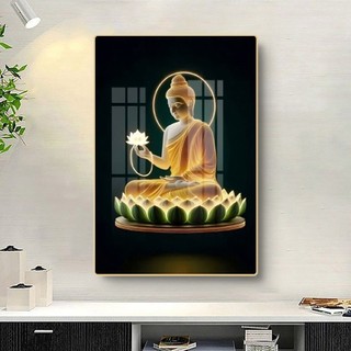 [TRANH PHẬT GIÁO] Tranh Treo Tường Phòng Thờ Phật Giáo Đức Phật Thích Ca Mâu Ni - Tranh Laminate Tráng Gương
