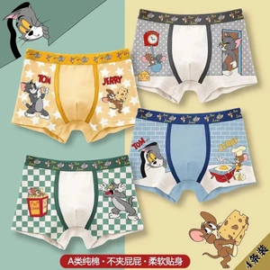 Lớp Một Cotton Nguyên Chất Bé Trai Quần Lót In Hình Hoạt Hình Boxer Quần Short Nhỏ Vừa Lớn Trẻ Em Thoáng Khí Quần Lót Trẻ Em