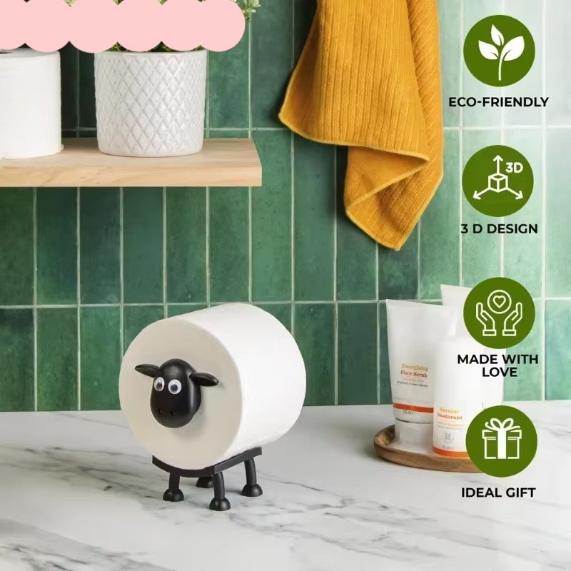 3 Chiếc Dễ Thương Cừu Đen Đựng Giấy Vệ Sinh Vui Vẻ Giá Đỡ Giấy Vệ Sinh Độc Lập Bộ Phòng Tắm 3D In Giấy Giấy Dụng Cụ Bảo Quản