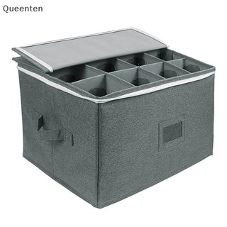 Hộp lưu trữ thủy tinh rượu vang Queenten có ngăn chia, Hộp lưu trữ Thùng đựng đồ thân cứng có nắp đậy Giữ 12 ly rượu QT