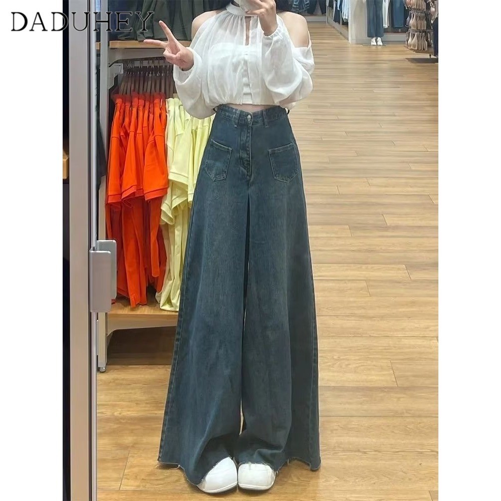 Ảnh DaDuHey New American Ins High Street Retro Jeans Niche High Waist Wide Leg Pants plus Size Trousers 3