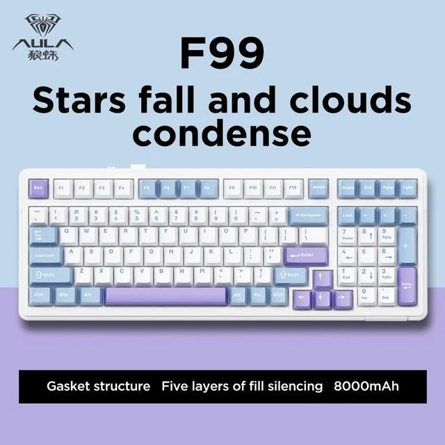 bàn phím cơ aula f99, bàn phím cơ không dây, bàn phím cơ 3 mode rgb
