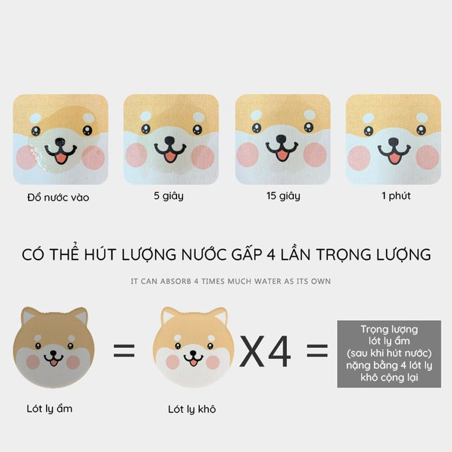 Đế Lót Ly Bằng Đá Diatomite Thấm Hút Nước Hoạt Hình - Miếng Lót Cốc Bằng Gốm Sáng Tạo Dễ Thương