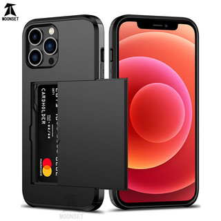 Dành Cho iphone 11 Pro Max / 12 Pro Max Ốp Lưng Ví Đựng Thẻ ID Khe Cắm Cửa Trượt Túi Ẩn Chống Trầy Xước Hai Lớp Bảo Vệ Vỏ Cứng TPU Ốp Lưng