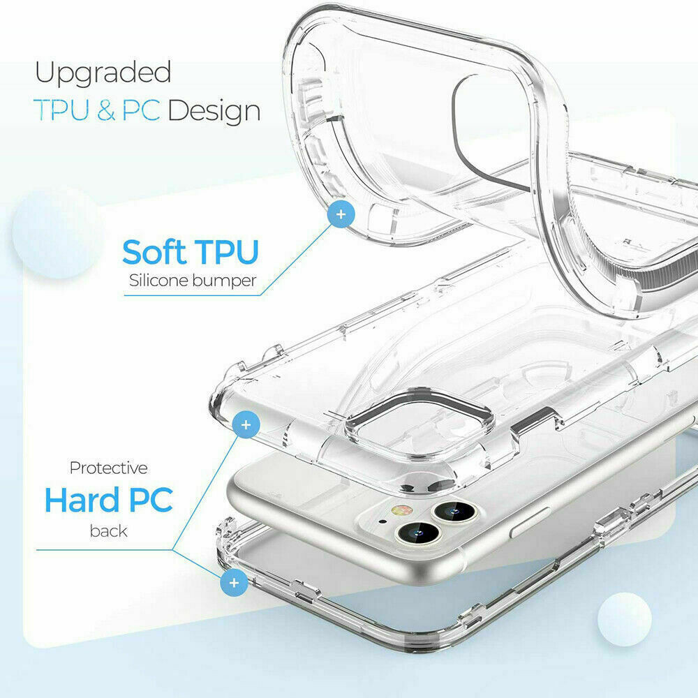 Ốp Điện Thoại Dày 3 Trong 1 Cho IPhone 15 14 Pro Max 13 12 11 Pro Max XS XR XA Max 6 7 8 Plus Trong Suốt Bảo Vệ Giáp Chống Sốc Vỏ Điện Thoại Trơn Bóng