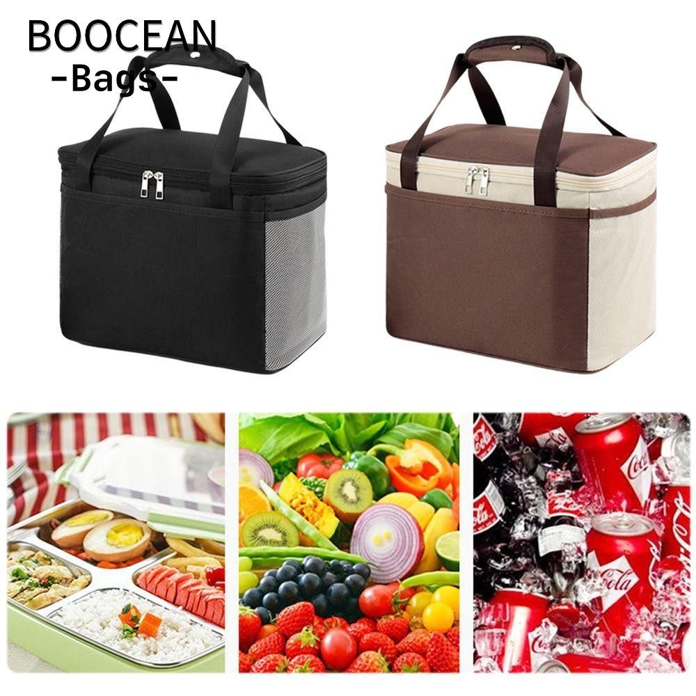Túi đựng đồ ăn trưa cách nhiệt BOOCEAN, Túi đựng thức ăn bằng vải Adiabatic, Túi đựng đồ ăn trưa dày bằng đá dung tích lớn nhẹ Cắm trại