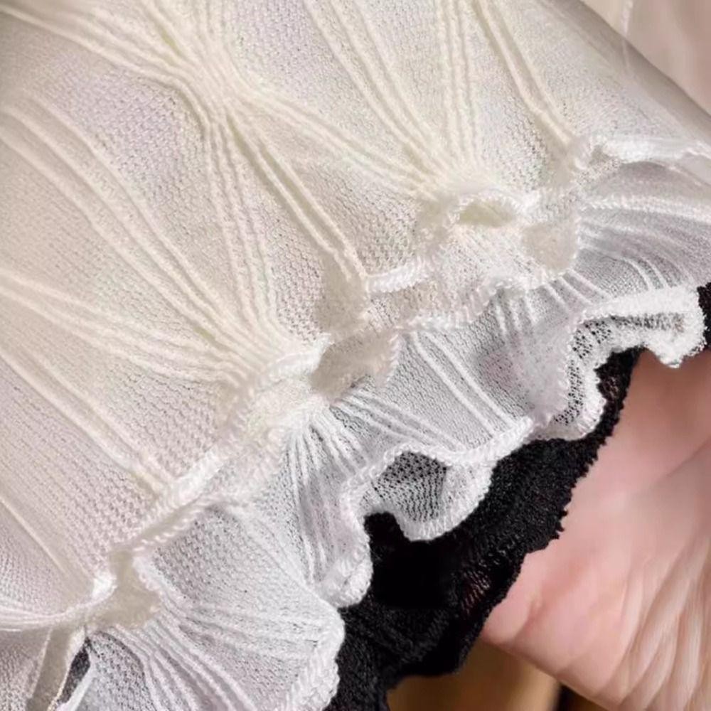 Áo Vest cổ giả JVSUB, Áo lót cổ ren mềm mại dành cho nữ, Áo sơ mi nửa cổ cao mùa thu đông Áo sơ mi ren bằng gỗ hàng đầu
